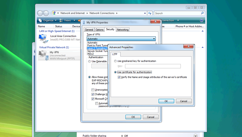 Настройка vpn windows 7 l2tp ipsec с общим ключом